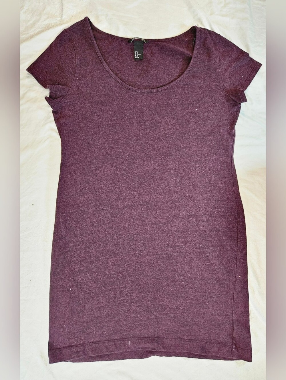 H&M Womens Basic Purple Short Sleeve Pullover Bodycon Mini T-shirt Dress Size L